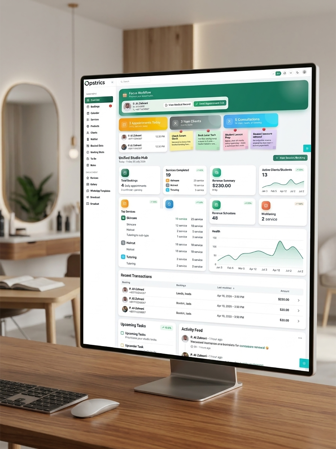 Opstrics WhatsApp Booking on laptop