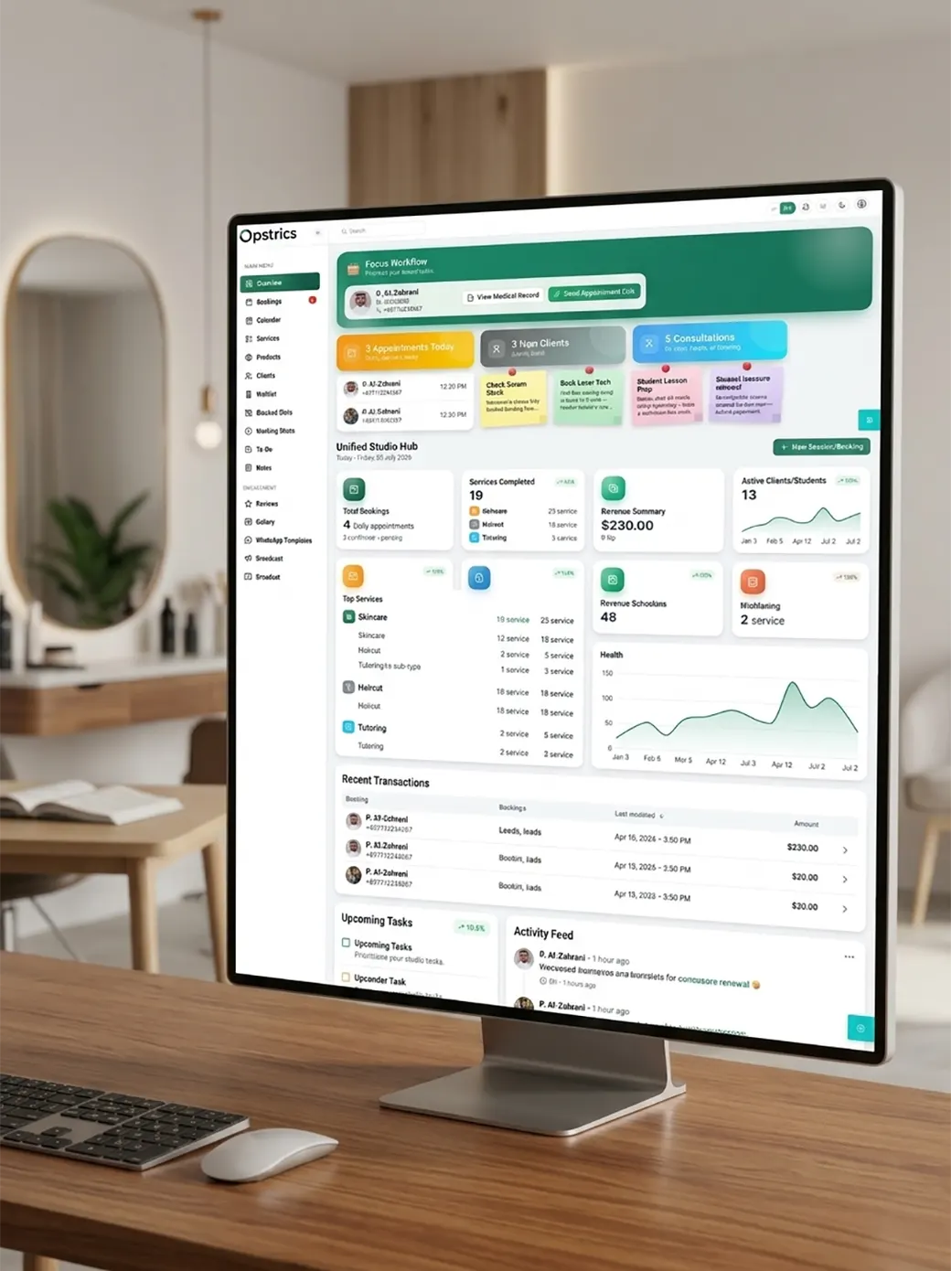 Opstrics WhatsApp Booking on laptop